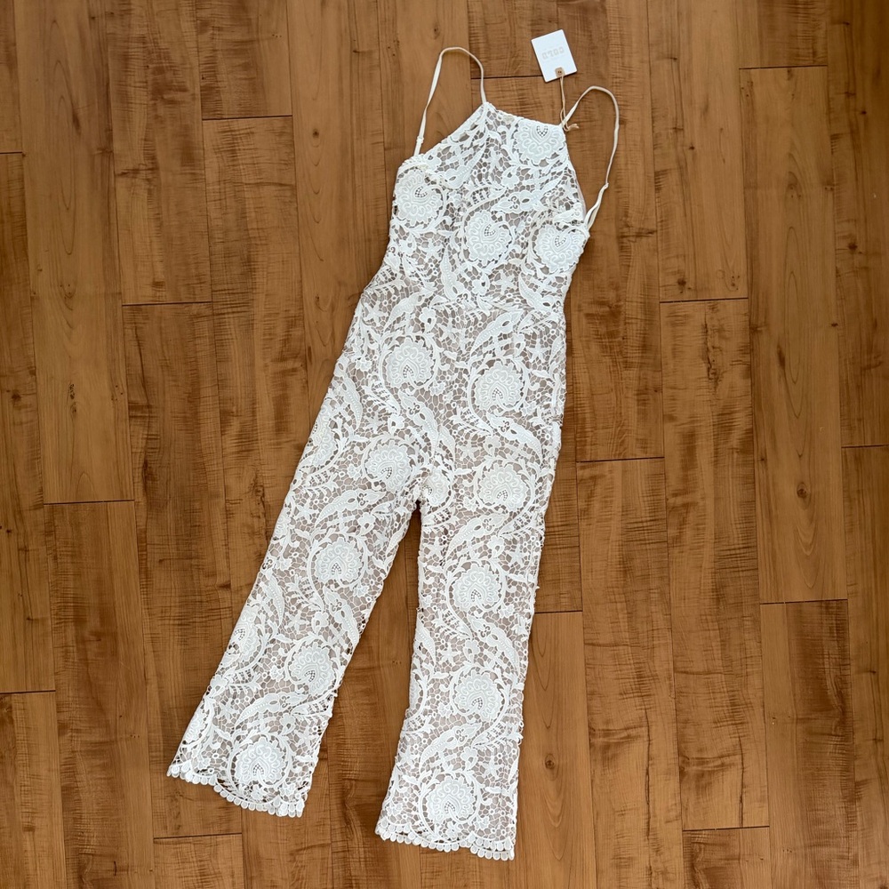 Brand New Stone Cold Fox Lola White Lace Backless One Piece Jumpsuit